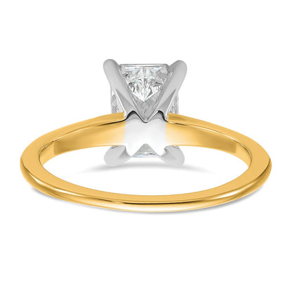 14k Two-tone 1 1/2 carat Lab Grown Diamond VS/SI+ G+ Radiant Solitaire Complete Engagement Ring