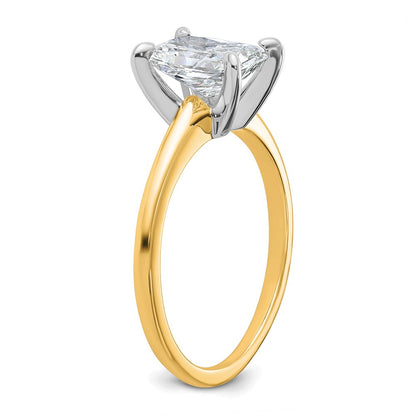 14k Two-tone 1 1/2 carat Lab Grown Diamond VS/SI+ G+ Radiant Solitaire Complete Engagement Ring