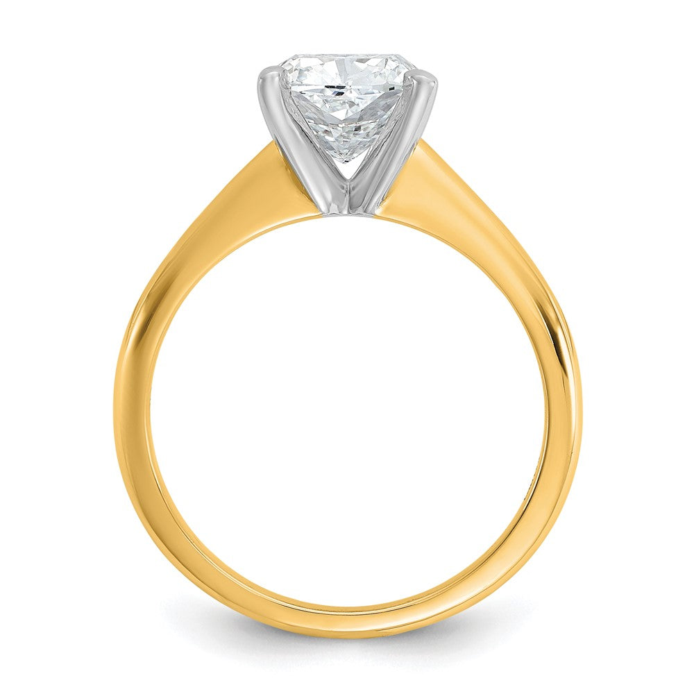 14k Two-tone 2 carat Lab Grown Diamond VS+ F+ Cushion Complete Solitaire Engagement Ring