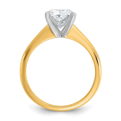 14k Two-tone 2 carat Lab Grown Diamond VS+ F+ Cushion Complete Solitaire Engagement Ring