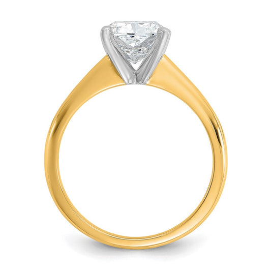 14k Two-tone 2 carat Lab Grown Diamond VS+ F+ Cushion Complete Solitaire Engagement Ring