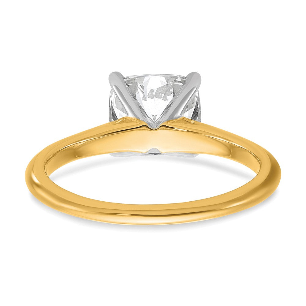 14k Two-tone 2 carat Lab Grown Diamond VS+ F+ Cushion Complete Solitaire Engagement Ring