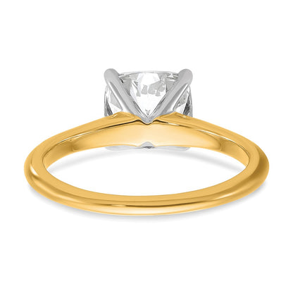14k Two-tone 2 carat Lab Grown Diamond VS+ F+ Cushion Complete Solitaire Engagement Ring