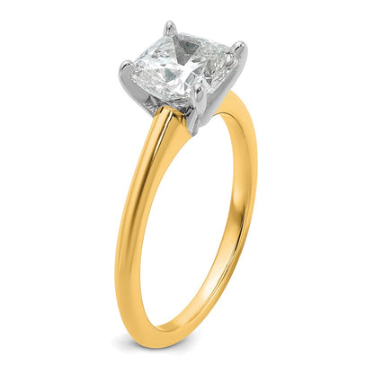 14k Two-tone 2 carat Lab Grown Diamond VS+ F+ Cushion Complete Solitaire Engagement Ring