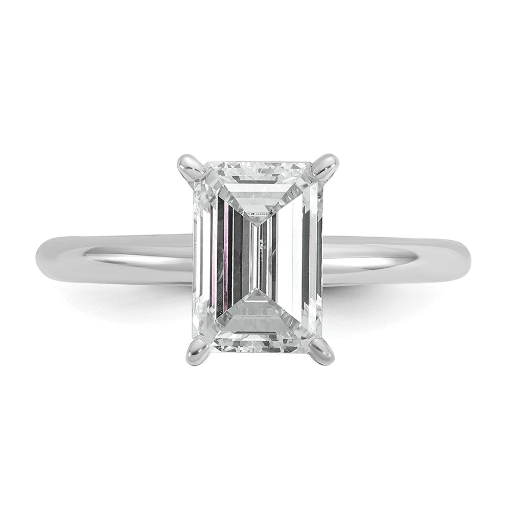 14k White Gold 2 carat Certified Lab Grown Diamond VS/SI+ G+ Emerald Solitaire Complete Engagement Ring