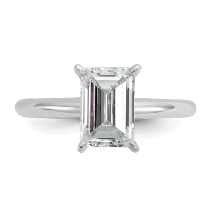 14k White Gold 2 carat Certified Lab Grown Diamond VS/SI+ G+ Emerald Solitaire Complete Engagement Ring