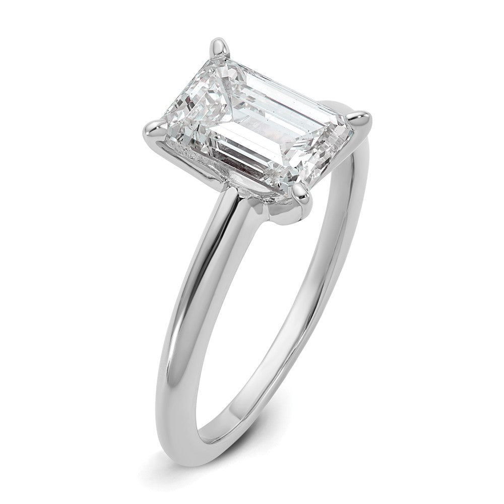 14k White Gold 2 carat Certified Lab Grown Diamond VS/SI+ G+ Emerald Solitaire Complete Engagement Ring