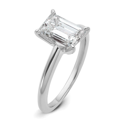 14k White Gold 2 carat Certified Lab Grown Diamond VS/SI+ G+ Emerald Solitaire Complete Engagement Ring