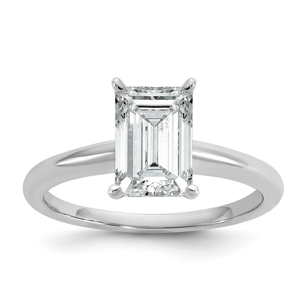 14k White Gold 2 carat Certified Lab Grown Diamond VS/SI+ G+ Emerald Solitaire Complete Engagement Ring
