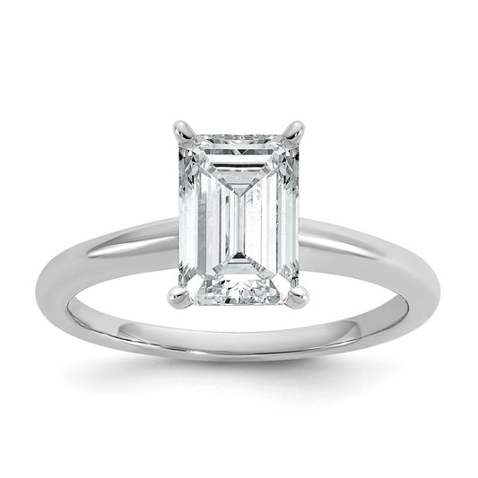 14k White Gold 2 carat Certified Lab Grown Diamond VS/SI+ G+ Emerald Solitaire Complete Engagement Ring