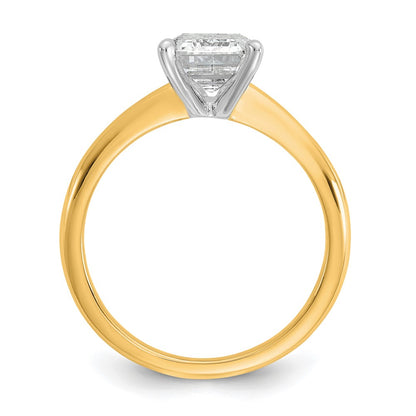 14k Two-tone 2 carat Lab Grown Diamond VS/SI+ G+ Emerald Solitaire Complete Engagement Ring