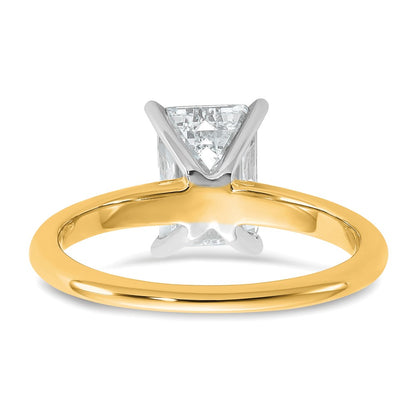 14k Two-tone 2 carat Certified Lab Grown Diamond VS/SI+ G+ Emerald Solitaire Complete Engagement Ring