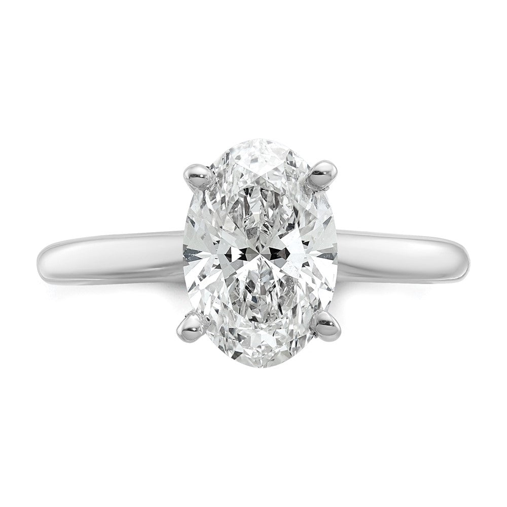 14k White Gold 2 carat Lab Grown Diamond VS+ F+ Oval Complete Solitaire Engagement Ring