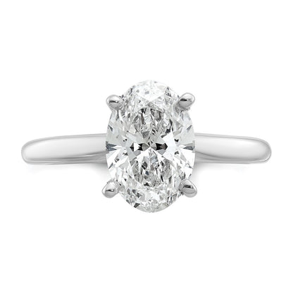 14k White Gold 2 carat Lab Grown Diamond VS/SI+ G+ Oval Complete Solitaire Engagement Ring