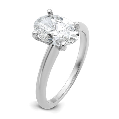 14k White Gold 2 carat Lab Grown Diamond VS/SI+ G+ Oval Complete Solitaire Engagement Ring