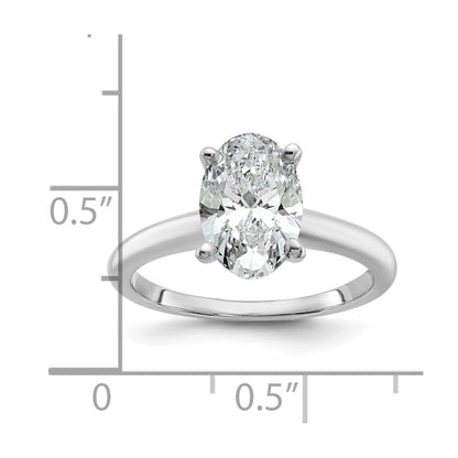 14k White Gold 2 carat Lab Grown Diamond VS+ F+ Oval Complete Solitaire Engagement Ring