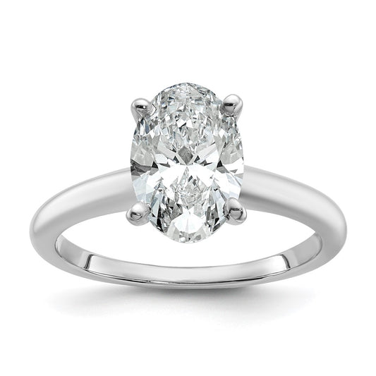14k White Gold 2 carat Lab Grown Diamond VS/SI+ G+ Oval Complete Solitaire Engagement Ring