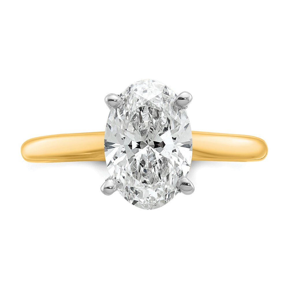 14k Two-Tone 2 carat Lab Grown Diamond VS+ F+ Oval Complete Solitaire Engagement Ring