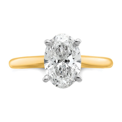 14k Two-Tone 2 carat Lab Grown Diamond VS+ F+ Oval Complete Solitaire Engagement Ring