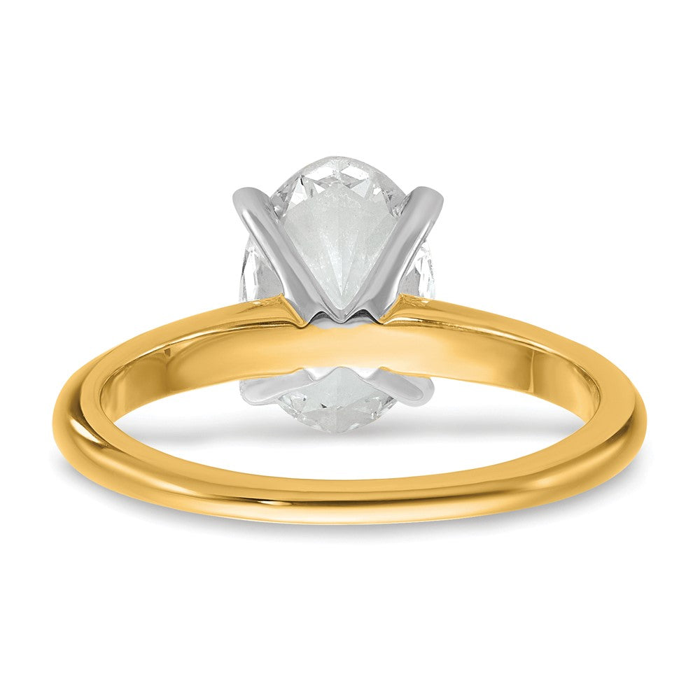 14k Two-Tone 2 carat Lab Grown Diamond VS+ F+ Oval Complete Solitaire Engagement Ring
