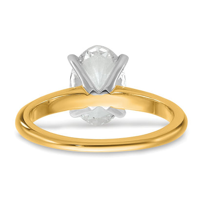 14k Two-Tone 2 carat Lab Grown Diamond VS/SI+ G+ Oval Complete Solitaire Engagement Ring