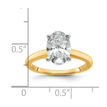 14k Two-Tone 2 carat Certified Lab Grown Diamond VS/SI+ G+ Oval Complete Solitaire Engagement Ring