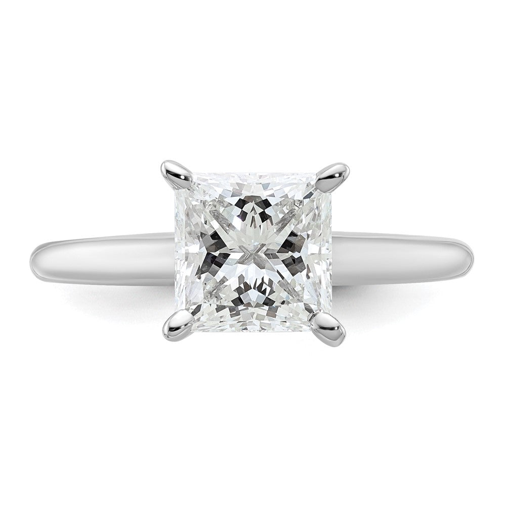 14k White Gold 2 carat Certified Lab Grown Diamond VS/SI+ G+ Princess Complete Solitaire Engagement Ring