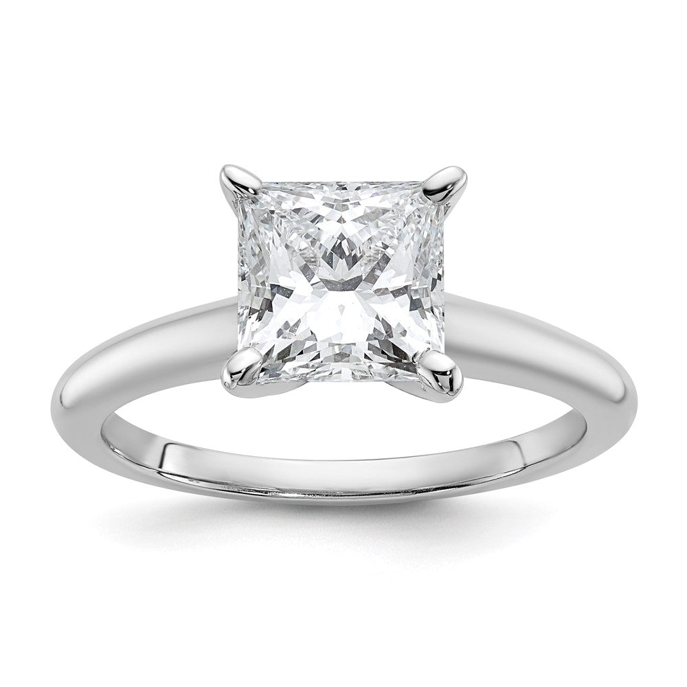 14k White Gold 2 carat Certified Lab Grown Diamond VS/SI+ G+ Princess Complete Solitaire Engagement Ring