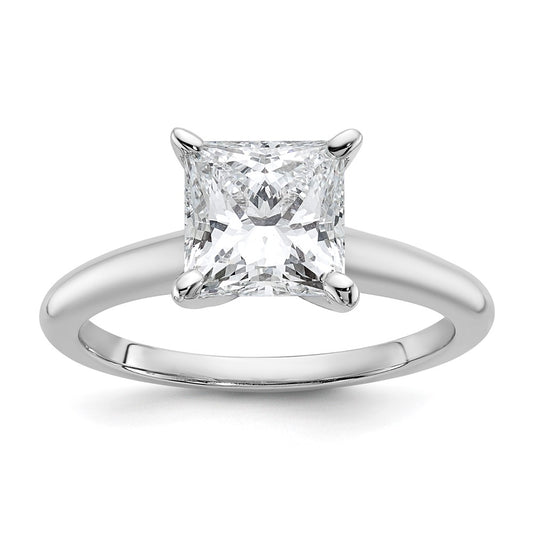 14k White Gold 2 carat Certified Lab Grown Diamond VS/SI+ G+ Princess Complete Solitaire Engagement Ring