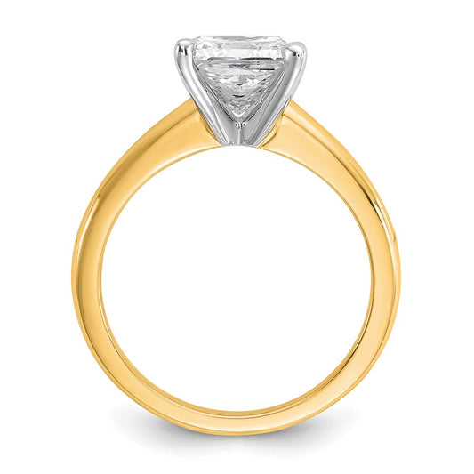 14k Two-tone 2 carat Certified Lab Grown Diamond VS/SI+ G+ Princess Complete Solitaire Engagement Ring