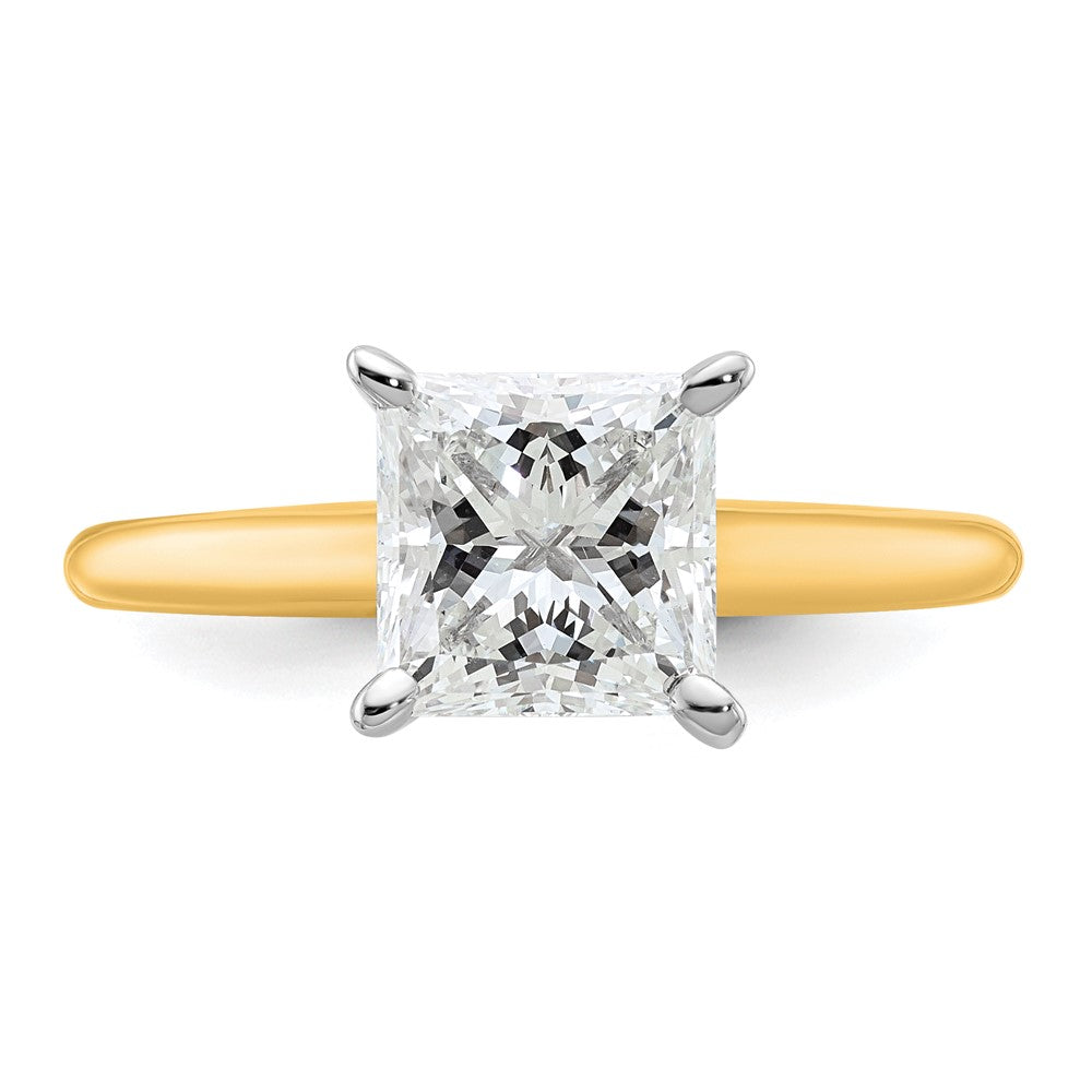 14k Two-tone 2 carat Lab Grown Diamond VS/SI+ G+ Princess Complete Solitaire Engagement Ring