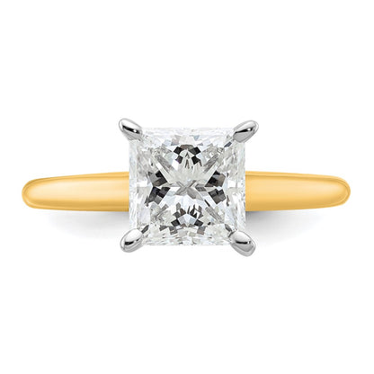 14k Two-tone 2 carat Lab Grown Diamond VS/SI+ G+ Princess Complete Solitaire Engagement Ring