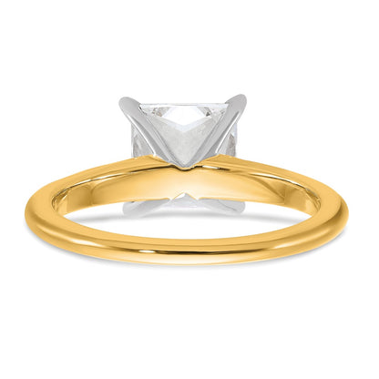 14k Two-tone 2 carat Lab Grown Diamond VS/SI+ G+ Princess Complete Solitaire Engagement Ring