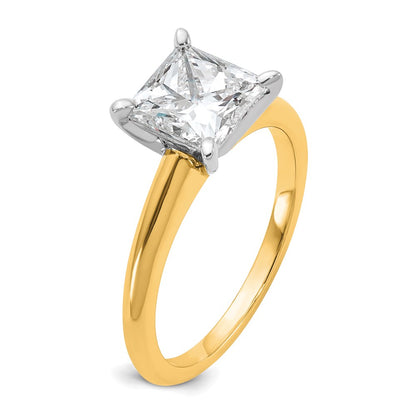 14k Two-tone 2 carat Lab Grown Diamond VS/SI+ G+ Princess Complete Solitaire Engagement Ring