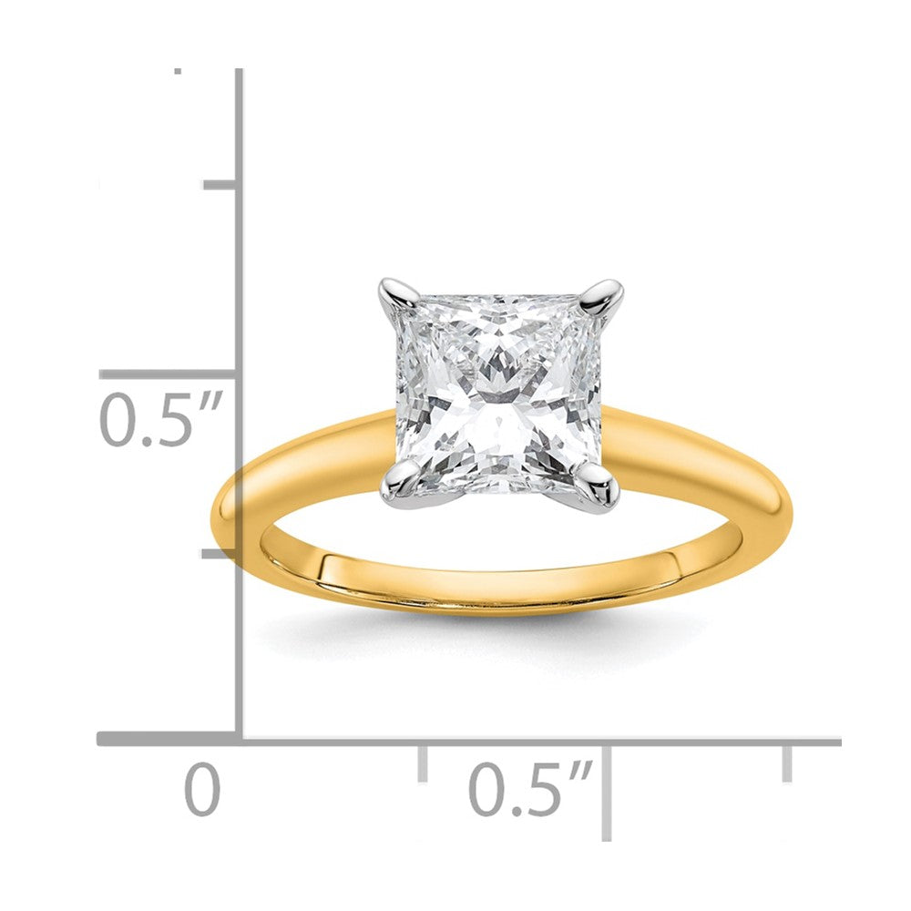 14k Two-tone 2 carat Certified Lab Grown Diamond VS/SI+ G+ Princess Complete Solitaire Engagement Ring