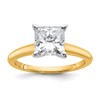 14k Two-tone 2 carat Certified Lab Grown Diamond VS/SI+ G+ Princess Complete Solitaire Engagement Ring
