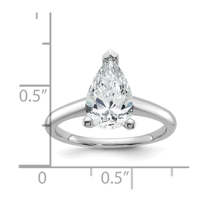 14k White Gold 2 carat Lab Grown Diamond VS/SI+ G+ Pear Solitaire Complete Engagement Ring