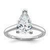 14k White Gold 2 carat Lab Grown Diamond VS+ F+ Pear Solitaire Complete Engagement Ring