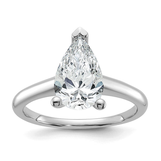 14k White Gold 2 carat Certified Lab Grown Diamond VS/SI+ G+ Pear Solitaire Complete Engagement Ring