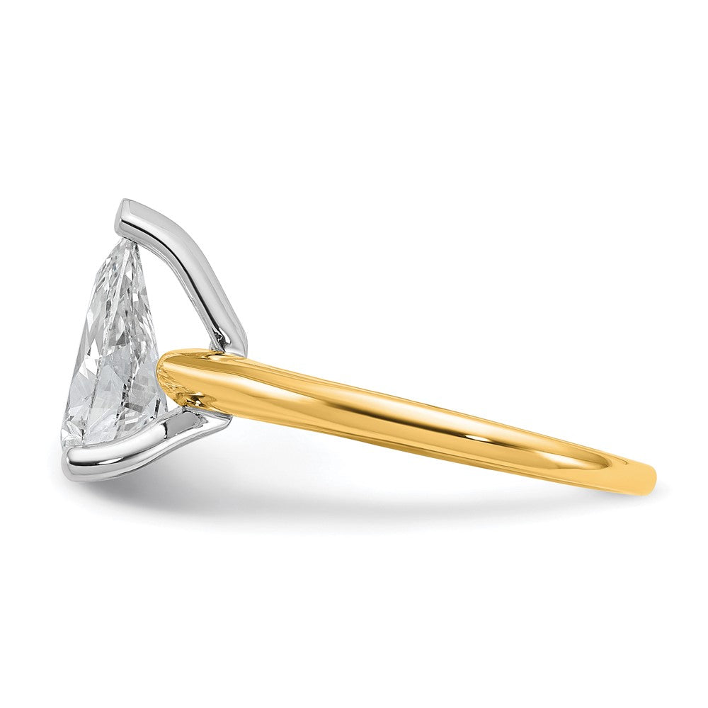 14k Two-tone 2 carat Lab Grown Diamond VS+ F+ Pear Solitaire Complete Engagement Ring