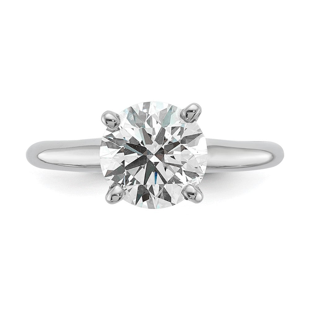 14k White Gold 2 carat Lab Grown Diamond VS+ F+ Round Complete Solitaire Engagement Ring