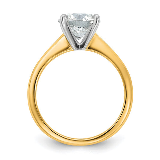 14k Two-Tone 2 carat Certified Lab Grown Diamond VS+ F+ Round Complete Solitaire Engagement Ring