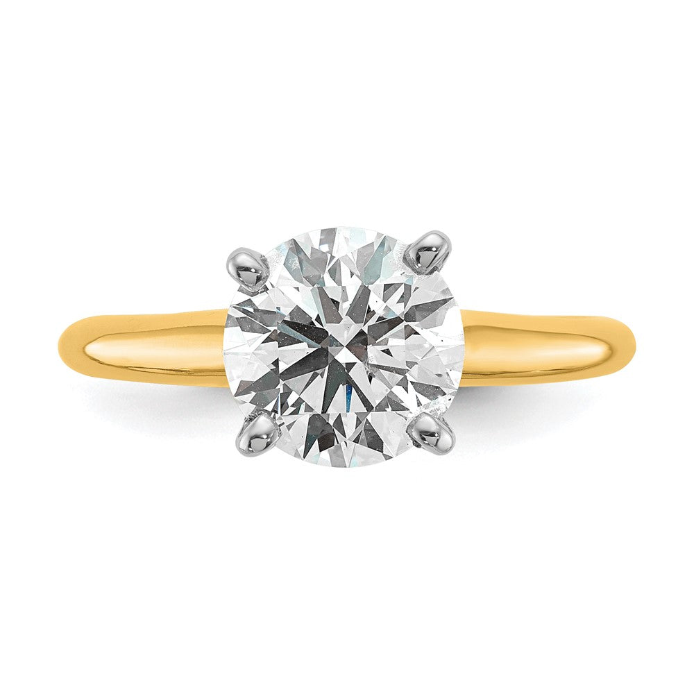 14k Two-Tone 2 carat Certified Lab Grown Diamond VS/SI+ G+ Round Complete Solitaire Engagement Ring