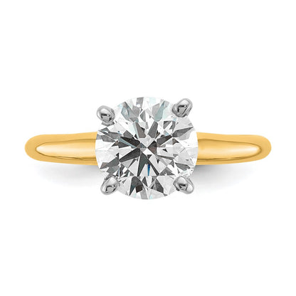 14k Two-Tone 2 carat Certified Lab Grown Diamond VS/SI+ G+ Round Complete Solitaire Engagement Ring