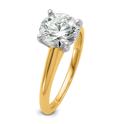 14k Two-Tone 2 carat Certified Lab Grown Diamond VS/SI+ G+ Round Complete Solitaire Engagement Ring