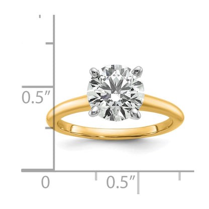 14k Two-Tone 2 carat Certified Lab Grown Diamond VS+ F+ Round Complete Solitaire Engagement Ring