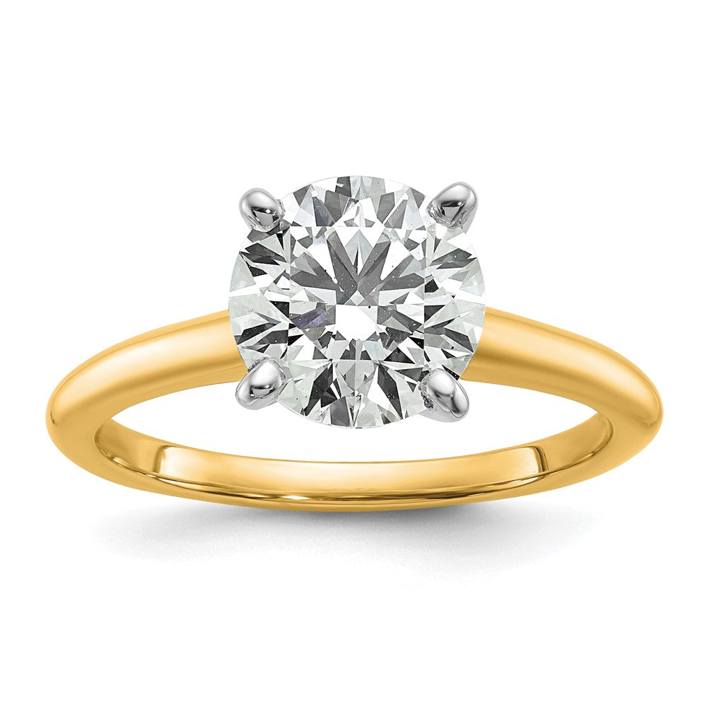 14k Two-Tone 2 carat Certified Lab Grown Diamond VS/SI+ G+ Round Complete Solitaire Engagement Ring