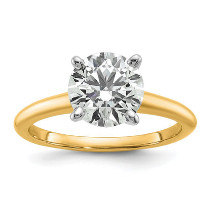 14k Two-Tone 2 carat Certified Lab Grown Diamond VS/SI+ G+ Round Complete Solitaire Engagement Ring
