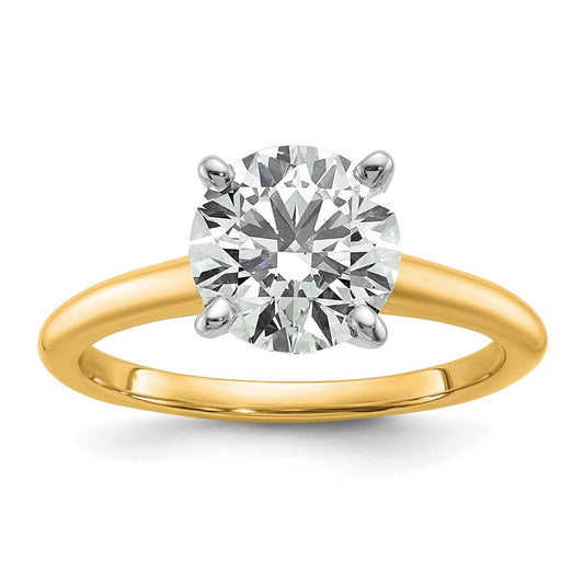 14k Two-Tone 2 carat Certified Lab Grown Diamond VS/SI+ G+ Round Complete Solitaire Engagement Ring