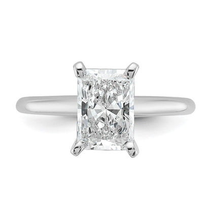 14k White Gold 2 carat Lab Grown Diamond VS/SI+ G+ Radiant Solitaire Complete Engagement Ring